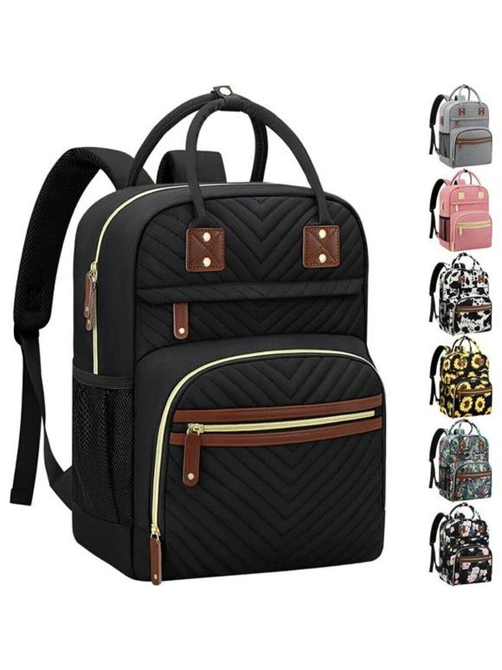Large Diaper Bag Backpack Waterproof Baby Travel Bag Insulated Pockets Black